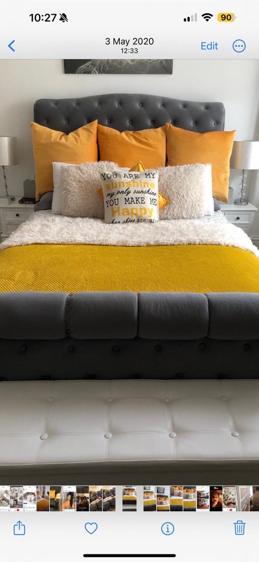 Buy & Sell South West London Richmond upon Thames - Photos for Kingsize Grey Velvet Bed frame