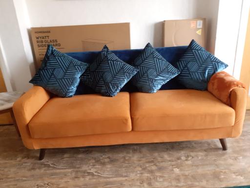 Buy & Sell West Midlands Birmingham - Photos for 3-4 seater orange sofa