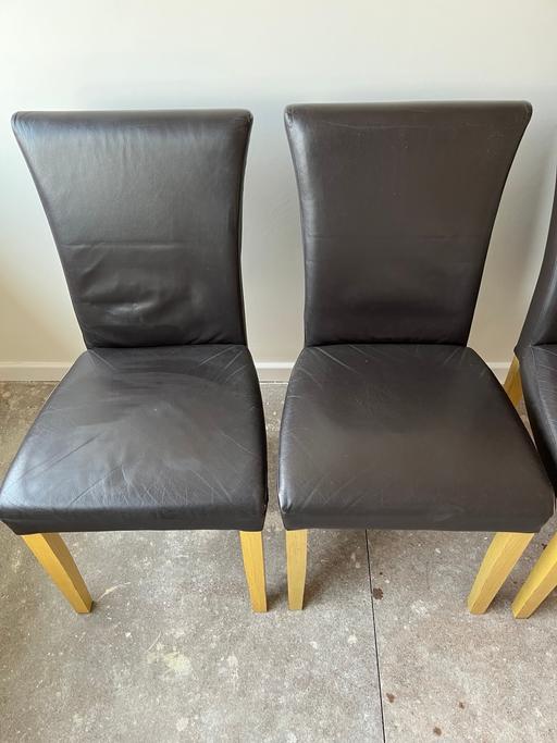 Buy & Sell West Midlands Birmingham - Photos for REAL LEATHER DINING CHAIRS x 4 - VGC -QUALITY