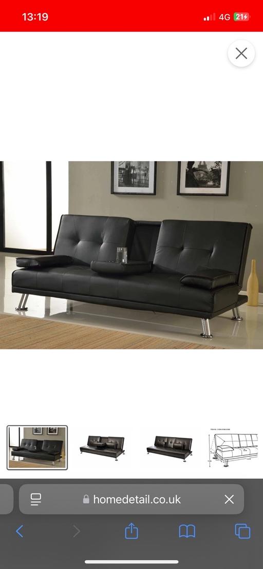 Buy & Sell Greater Manchester Trafford - Photos for Black leather look 3 seater sofa bed with mid