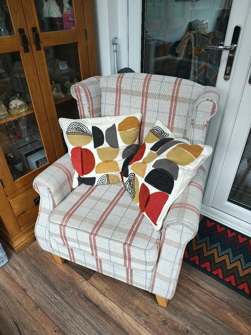 Buy & Sell West Yorkshire Wakefield - Photos for Two Dunelm check chairs with footstool