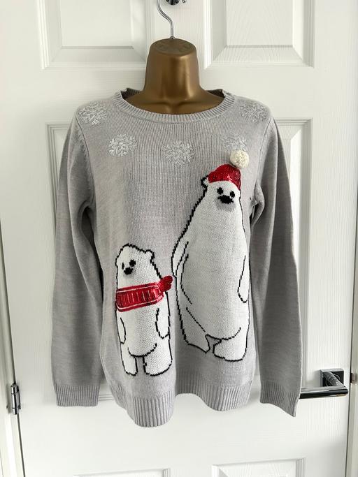 Buy & Sell Warwickshire Nuneaton and Bedworth - Photos for F&F Grey Christmas Jumper Sequin Size 10