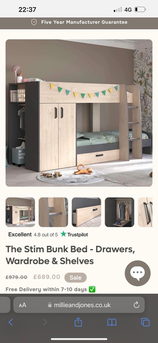 Buy & Sell South Yorkshire Barnsley - Photos for Bunk bed with storage in light wood and grey