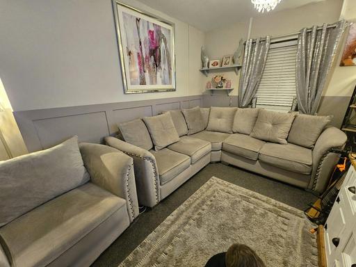 Buy & Sell Cheshire West and Chester Little Sutton - Cheshire West and Chester - Photos for silver/grey corner sofa and cuddle chair