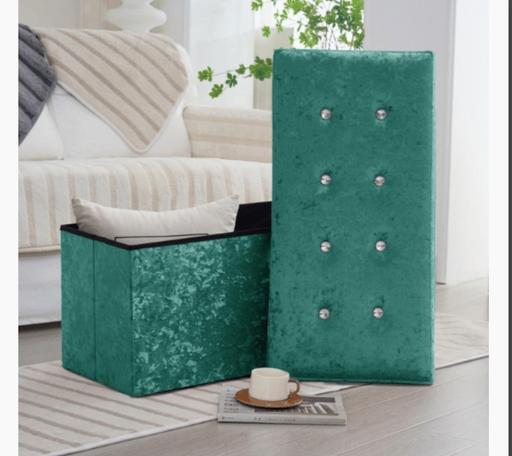 Buy & Sell West Yorkshire Leeds - Photos for Velvet cushioned ottoman storage teal & blue