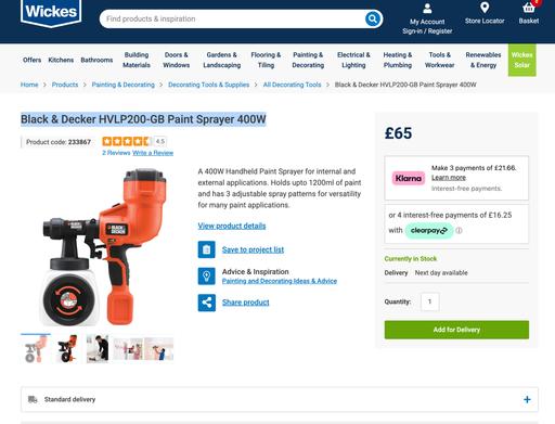 Buy & Sell Essex Colchester - Photos for Black & Decker HVLP200-GB Paint Sprayer 400W