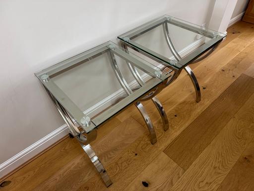 Buy & Sell Hertfordshire East Hertfordshire - Photos for Glass & Chrome side tables x 2