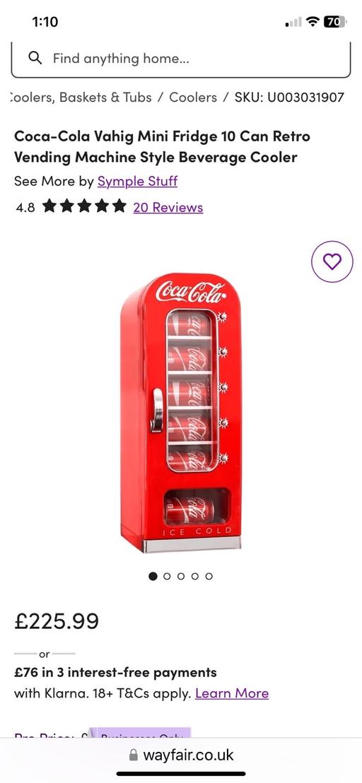 Buy & Sell Warwickshire North Warwickshire - Photos for Coca-Cola Retro Mini Fridge vending machine 