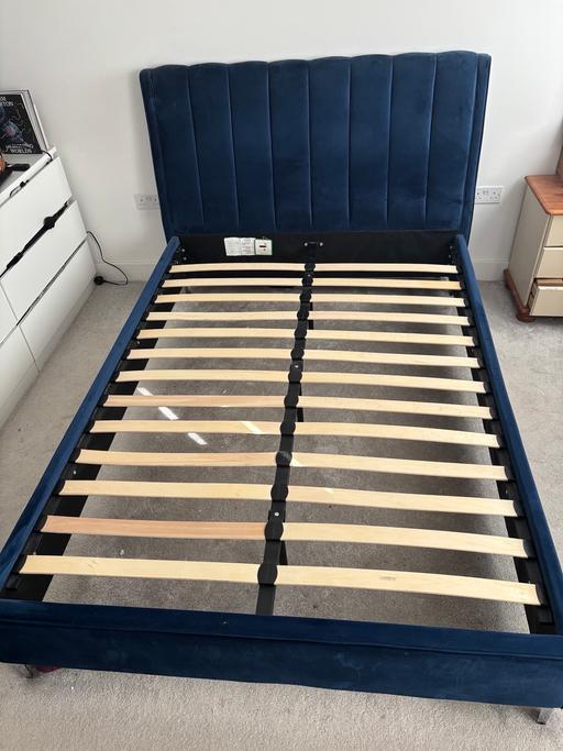 Buy & Sell West Midlands Birmingham - Photos for Double bed frame - Blue velvet