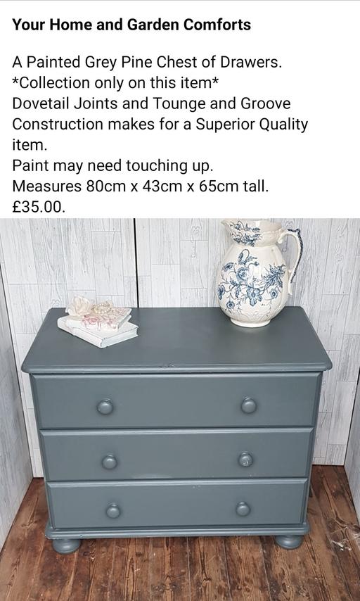 Buy & Sell Leicestershire Harborough - Photos for A Painted Grey Pine Chest of Drawers.