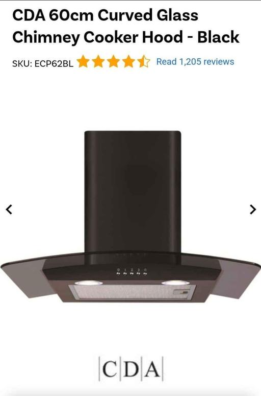 Buy & Sell North London Finsbury Park - North London - Photos for CDA 60cm Curved Glass Chimney Cooker Hood