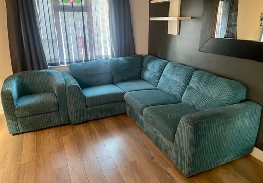 Buy & Sell Kent Medway - Kent - Photos for Turquoise Corner Sofa & Tub Chair Suite