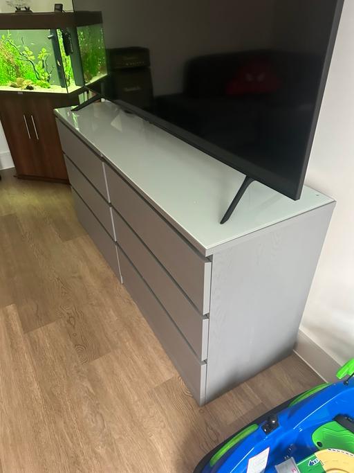 Buy & Sell Kent Tonbridge and Malling - Photos for 2x Grey IKEA 3 drawers with glass top