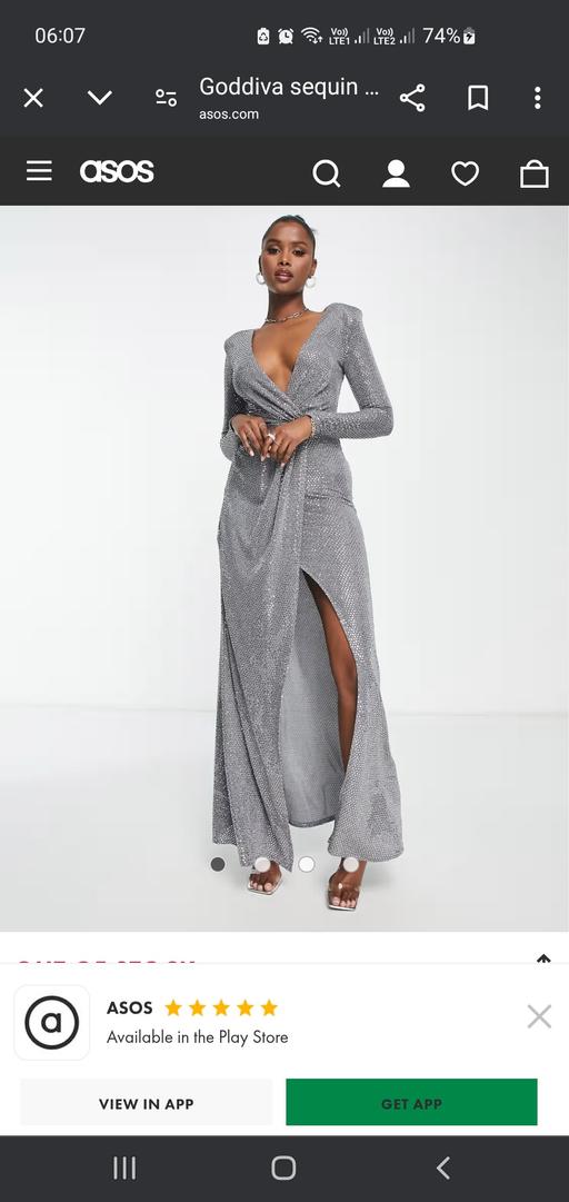 Buy & Sell East London Redbridge - Photos for Goddiva sequin long sleeve wrap front maxi dr