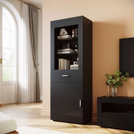 Buy & Sell West Midlands Sandwell - Photos for Black LED Display Cabinet Unit 35Dx60Wx165Hcm