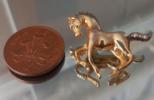 Buy & Sell Thatto Heath Saint Helens - Photos for gold plated gemstone running horse brooch