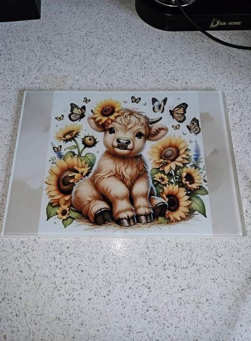 Buy & Sell Merseyside Saint Helens - Photos for A4 glass highland cow chopping board