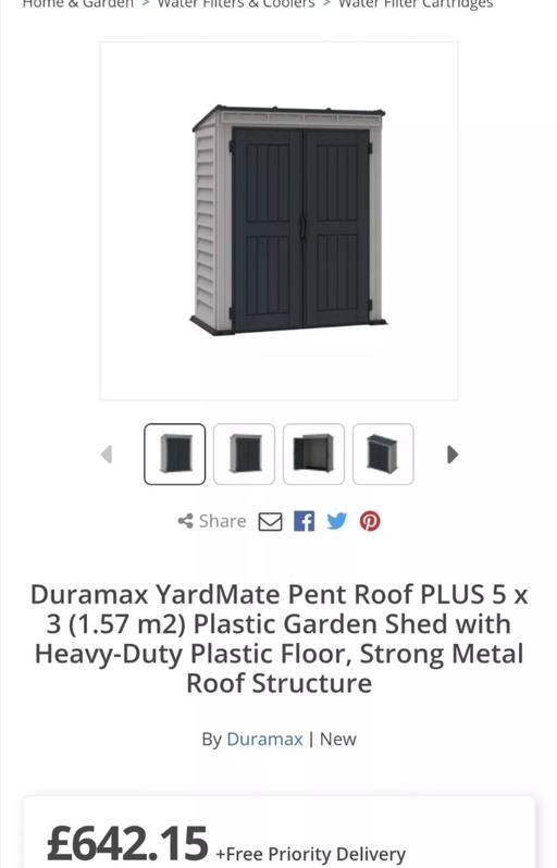 Buy & Sell North Northamptonshire Wellingborough - North Northamptonshire - Photos for yardmate plastic shed 5x3