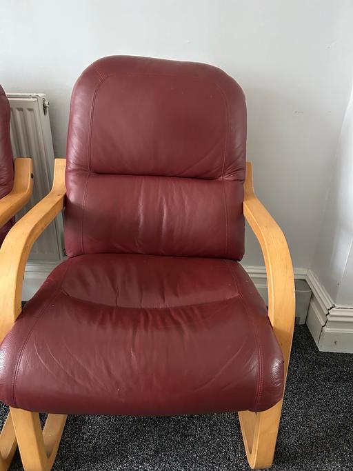 Buy & Sell Greater Manchester Bury - Photos for Maroon Leather Chairs X 4 Comfortable