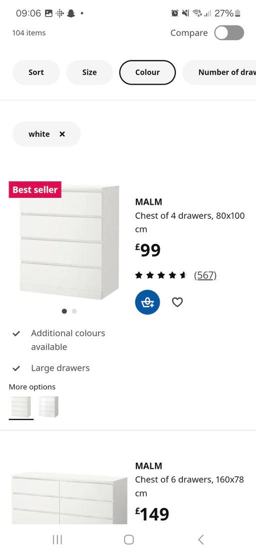 Buy & Sell Barking and Dagenham Barking - Barking and Dagenham - Photos for ikea white chest drawer