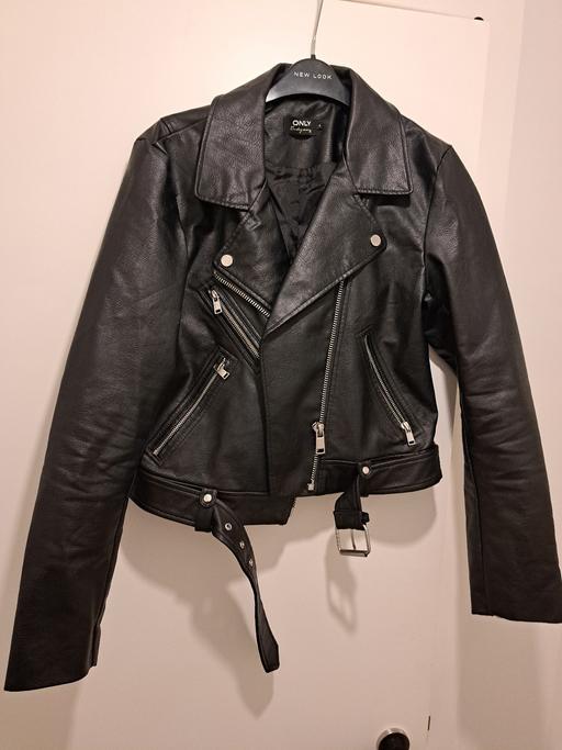Buy & Sell South East London Greenwich - Photos for Black Leather Belted Biker Jacket in M - ONLY