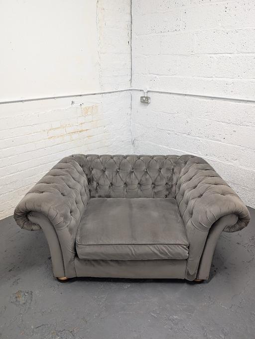 Buy & Sell West Yorkshire Wakefield - Photos for Grey Velvet Chesterfield Sofa / Chair – £199!