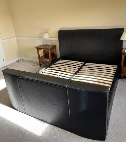Buy & Sell West Midlands Walsall - Photos for King size black leather bed with built in TV