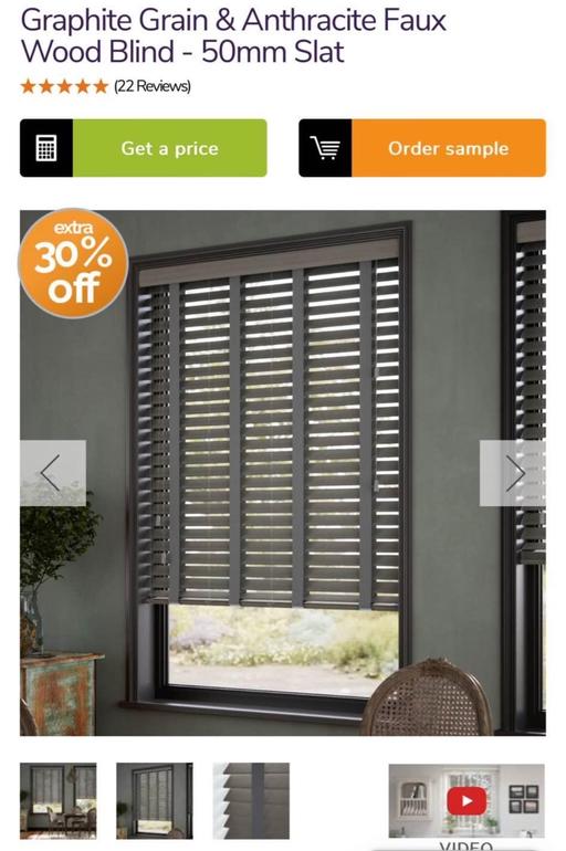 Buy & Sell South Yorkshire Doncaster - Photos for Graphite Grain Faux Wood Blind (50mm Slat)