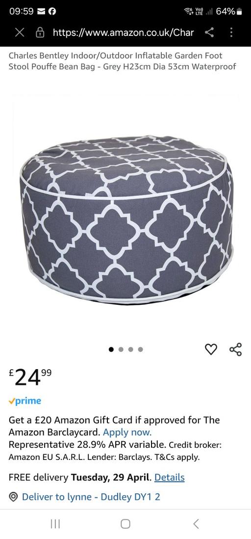 Buy & Sell West Midlands Dudley - Photos for GREY/WHITE FOOTSTOOL/BEANBAG