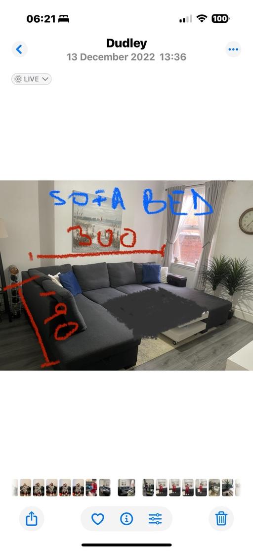 Buy & Sell West Midlands Dudley - Photos for Sofa bed U shape storage 300x190cm made Italy