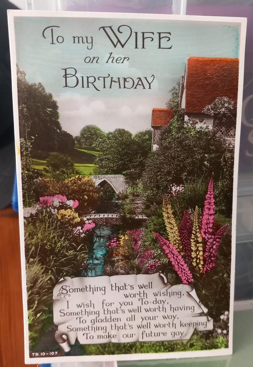 Buy & Sell Merseyside Saint Helens - Photos for 1930s hand colored wife birthday postcard