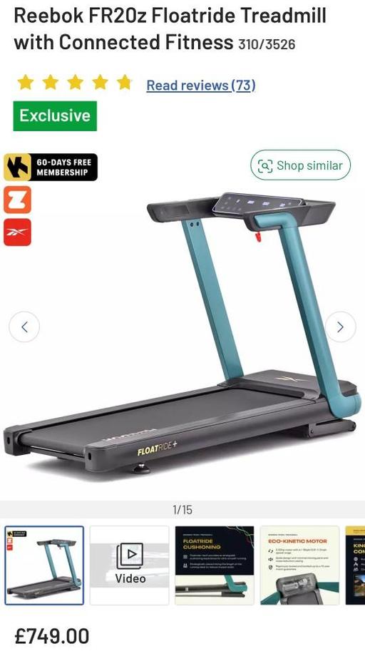 Buy & Sell West Midlands Birmingham - Photos for Reebok FR20z Floatride Treadmill