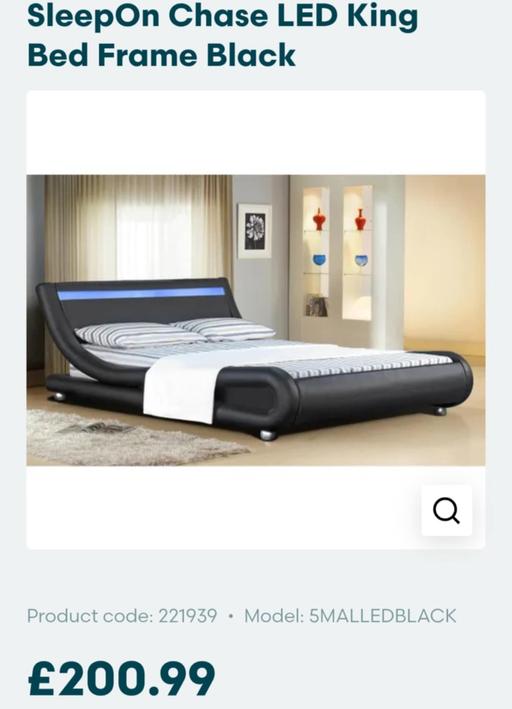 Buy & Sell West Midlands Dudley - Photos for SleepOn Chase LED King Bed Frame Black