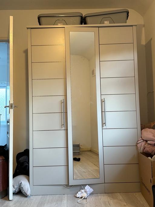 Buy & Sell Merseyside Liverpool - Photos for Grey 3 doored wardrobe with mirror