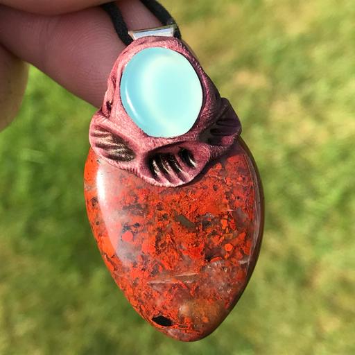 Buy & Sell Staffordshire South Staffordshire - Photos for Brecciated Jasper & Blue Chalcedony Pendant
