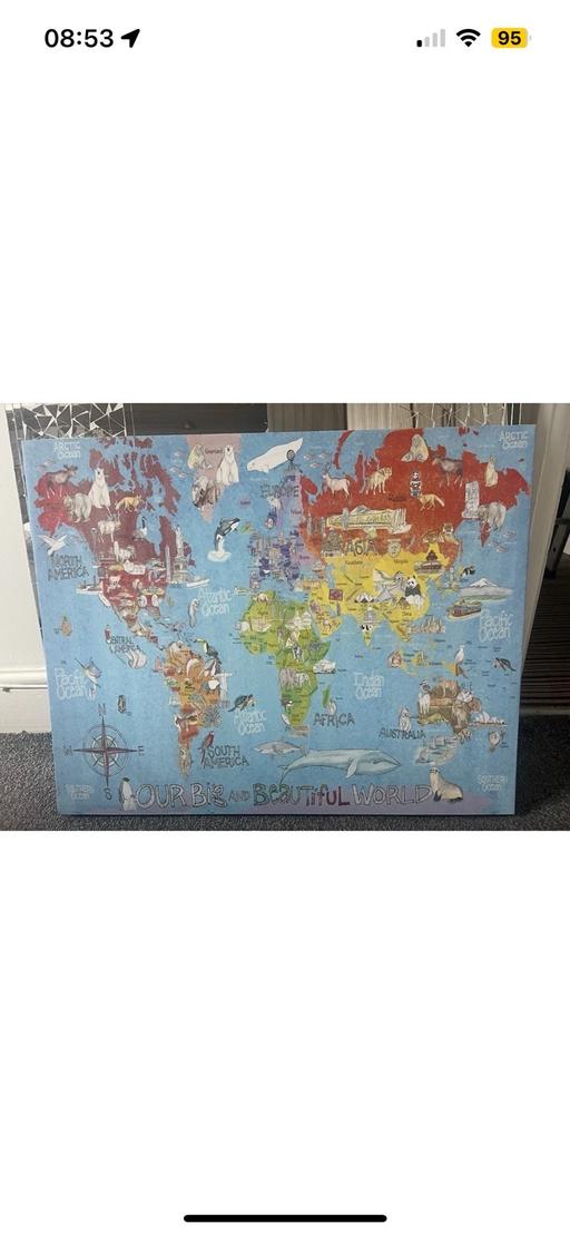 Buy & Sell Lancashire Hyndburn - Photos for World atlas map large canvas print picture