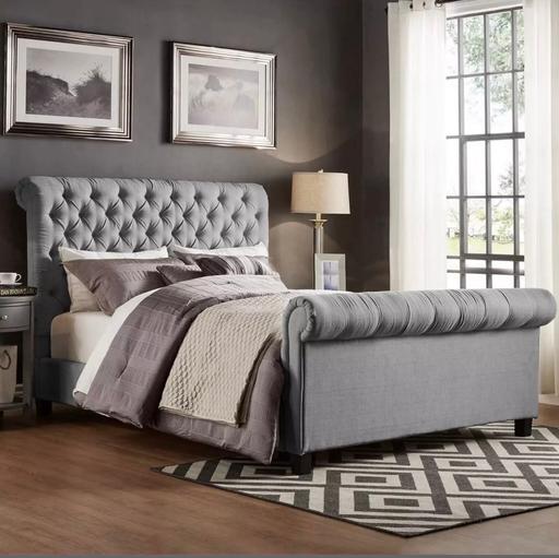 Buy & Sell South West London Merton - Photos for King Size Grey Velvet Bed Frame