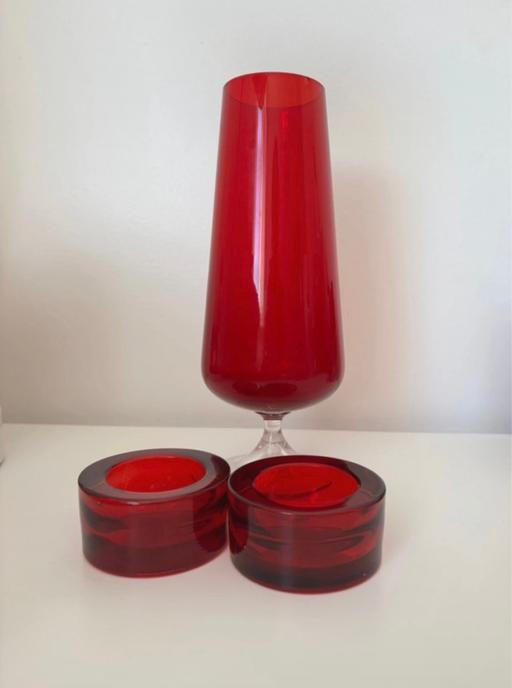 Buy & Sell West Midlands Birmingham - Photos for Red Vase and Candle Holders