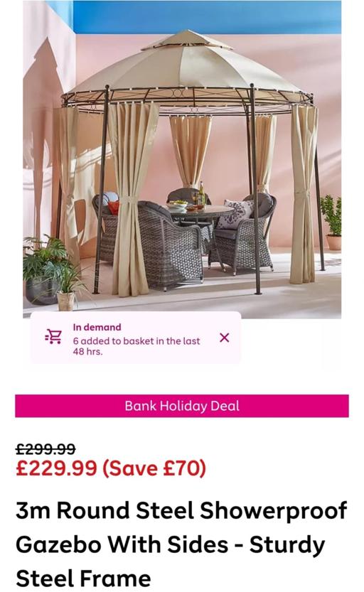 Buy & Sell West Midlands Dudley - Photos for 3m Round Steel Showerproof Gazebo With Sides