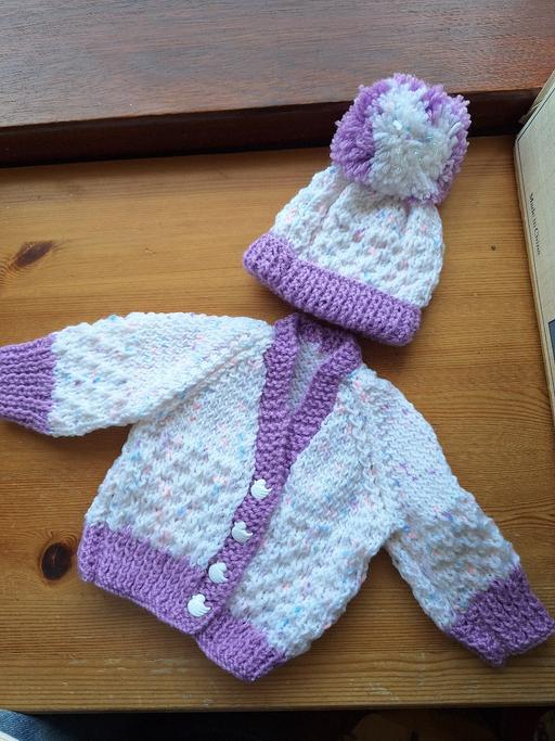 Buy & Sell West Midlands Wolverhampton - Photos for New Knitted cardigan & Hat 0-3 months