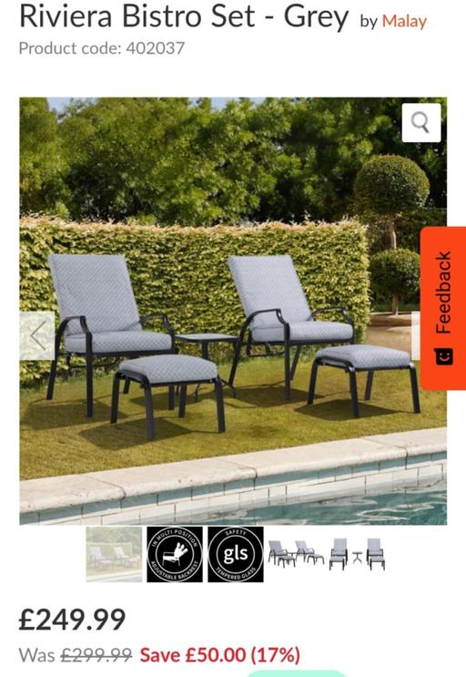 Buy & Sell West Midlands Dudley - Photos for Riviera Bistro Set - Grey