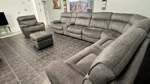Buy & Sell Greater Manchester Bolton - Photos for Grey recliner corner sofa armchair footstool