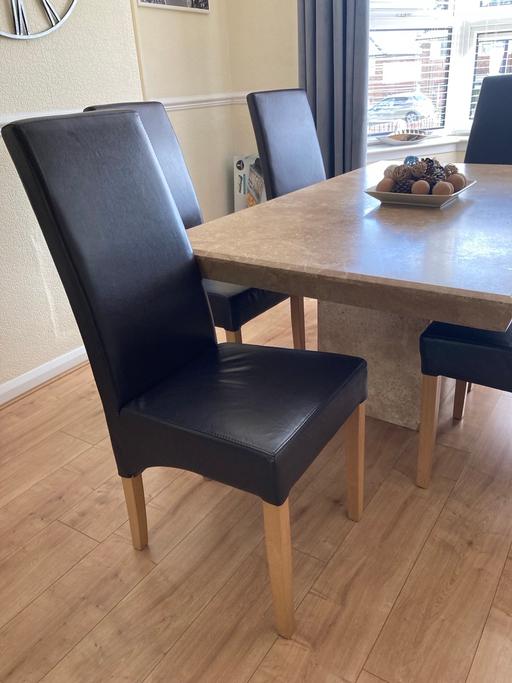 Buy & Sell West Midlands Birmingham - Photos for Solid Marble Dining Table & 6 Leather Dining