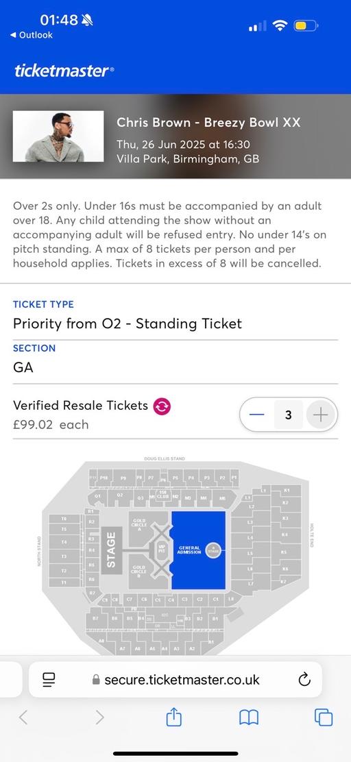 Buy & Sell West Midlands Walsall - Photos for Breezy bowl tickets Chris brown
