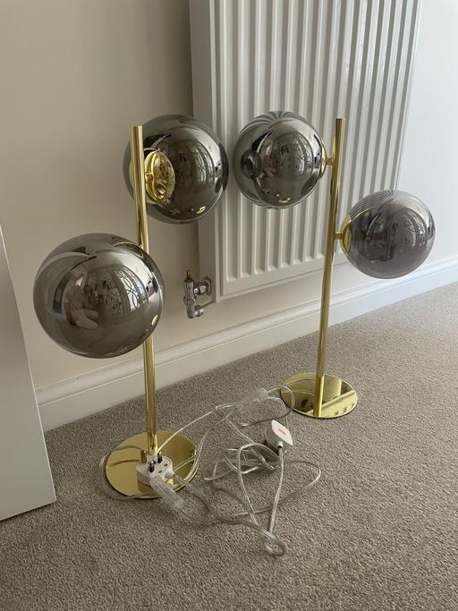 Buy & Sell Buckinghamshire Milton Keynes - Photos for 2x Smoke and gold bedside table lamps