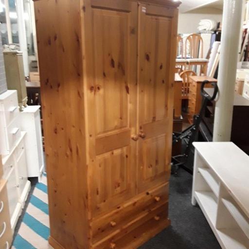 Buy & Sell Greater Manchester Tameside - Photos for Solid pine panelled 2 drawer DOUBLE wardrobe