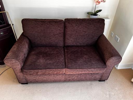 Buy & Sell Hertfordshire Welwyn Hatfield - Photos for 3 Piece Brown Fabric Sofa With Footstool