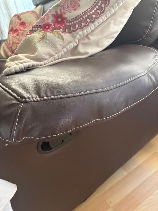 Buy & Sell Lancashire Pendle - Photos for Brown faux leather 2- seater recliner sofa