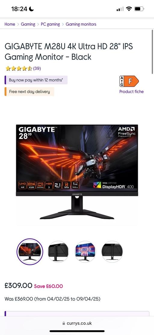 Buy & Sell West Midlands Sandwell - Photos for 4K Gaming monitor 144hz