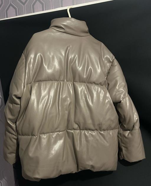Buy & Sell West Midlands Walsall - Photos for ASOS Grey Faux Leather Oversized Padded Coat,